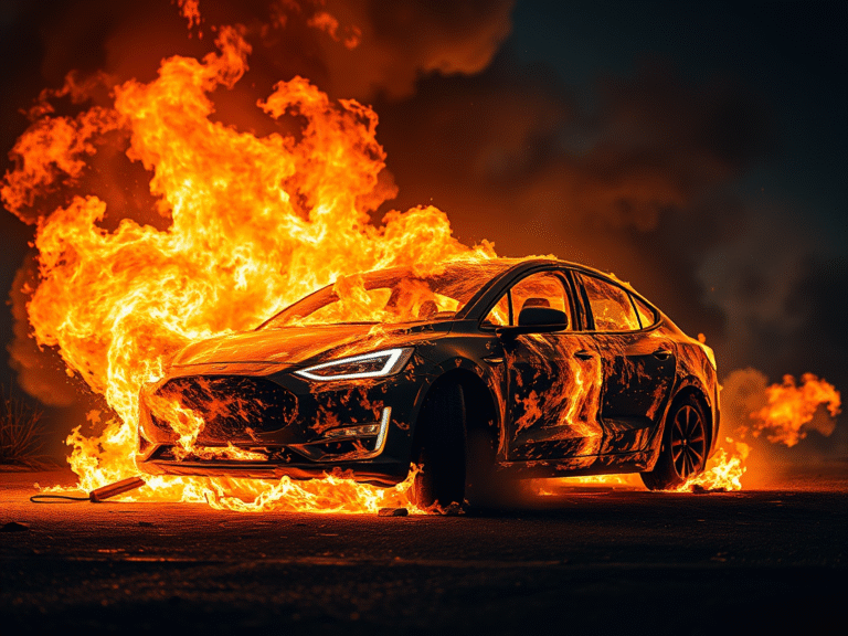Burning electric car